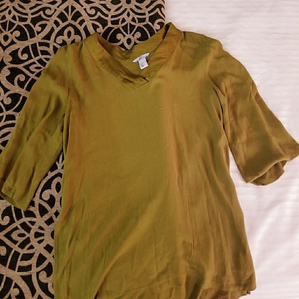 H&M deep olive green hi-lo tunic top